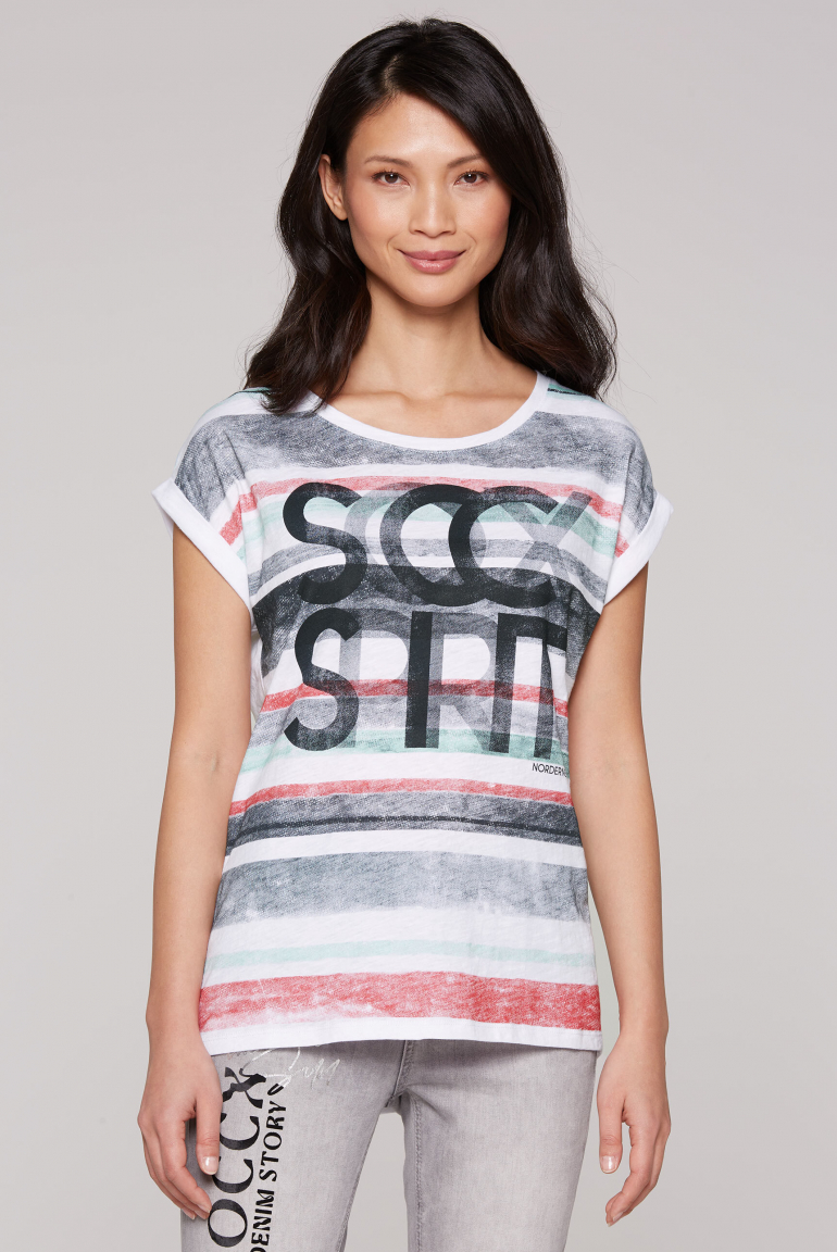 Shirt mit Logo- und Streifenprint multi color