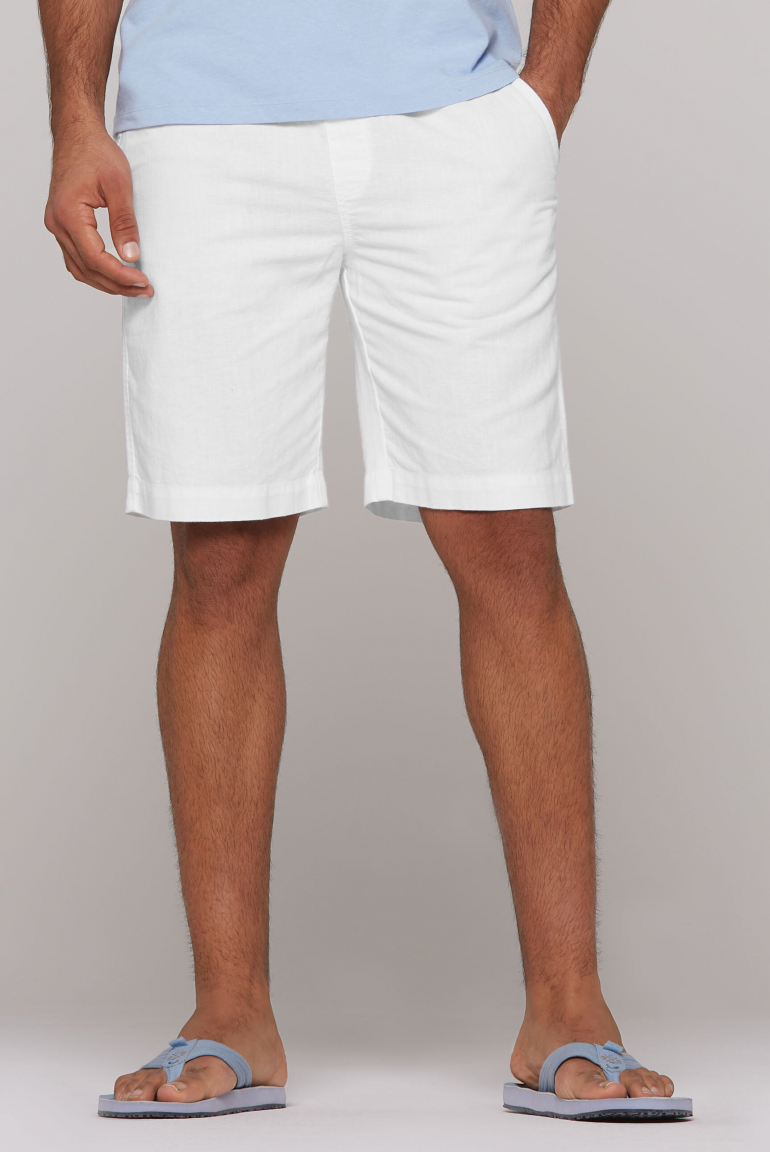 Shorts aus Leinen-Mix mit Elastikbund opticwhite