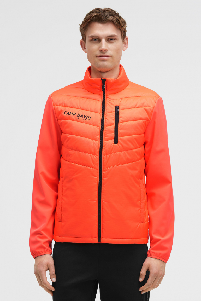 Softshelljacke im Materialmix mit Rücken-Artwork neon fire
