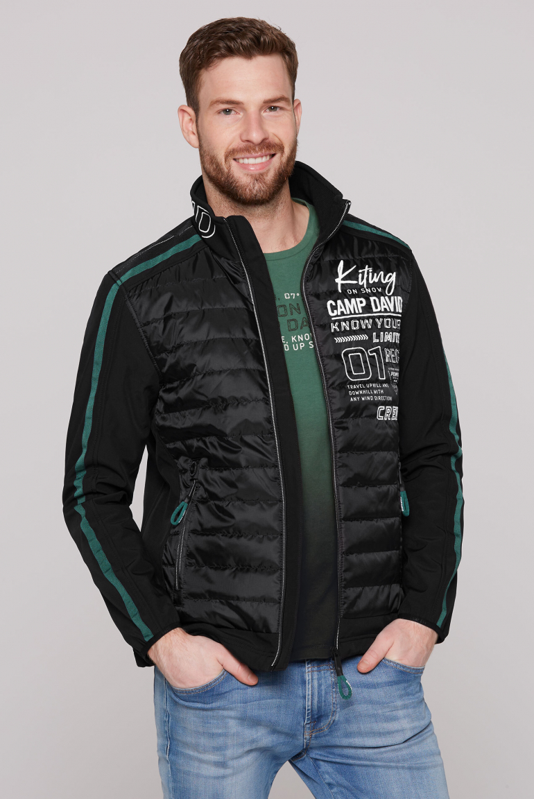 Softshelljacke mit gesteppter Vorderseite black