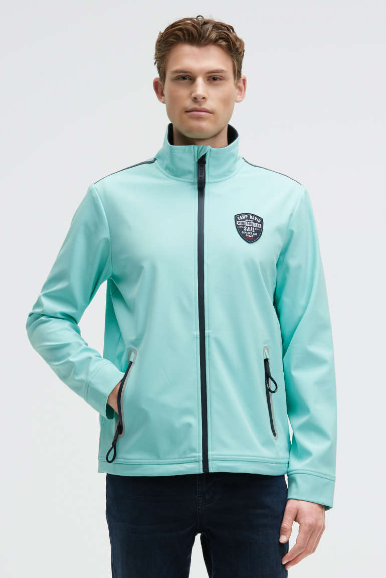 Softshelljacke mit Patch und Print new aqua