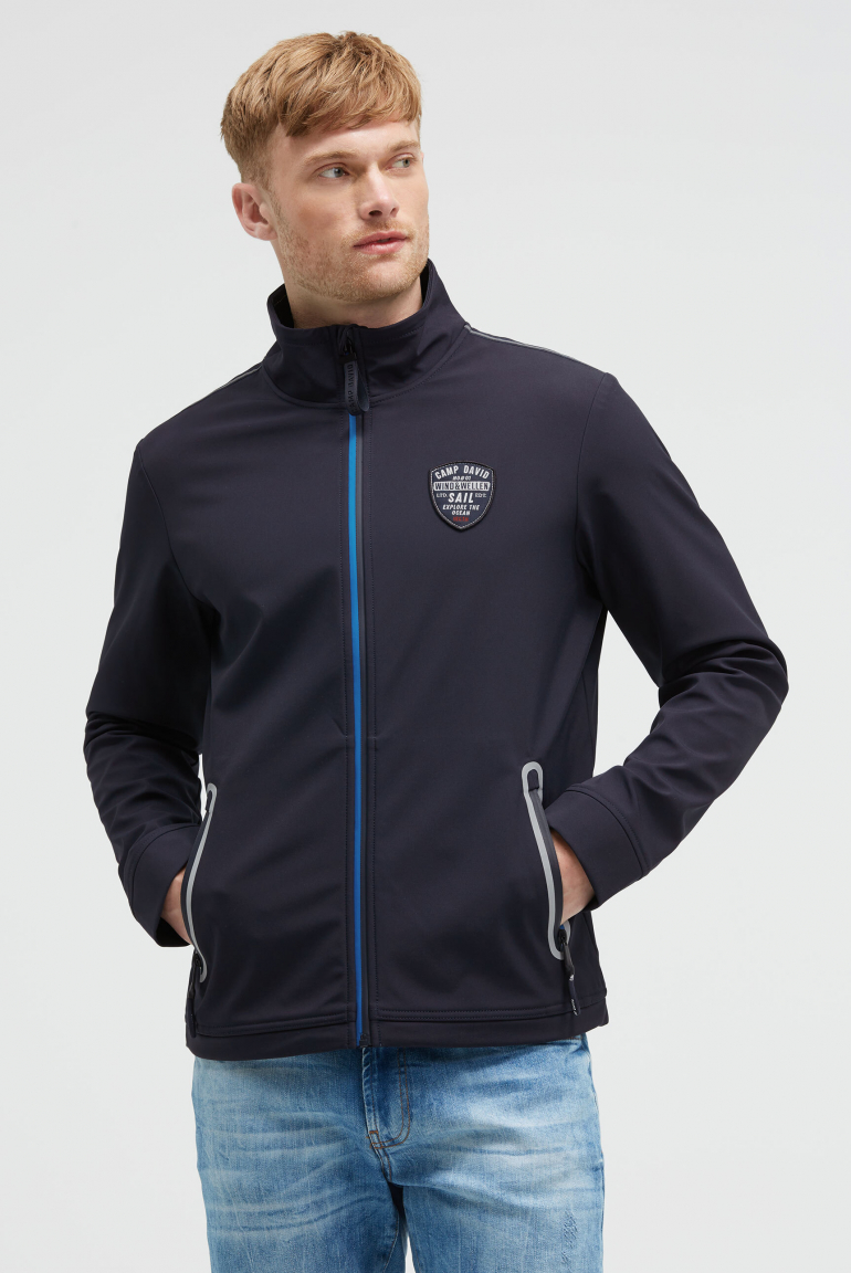 Softshelljacke mit Patch und Print blue navy