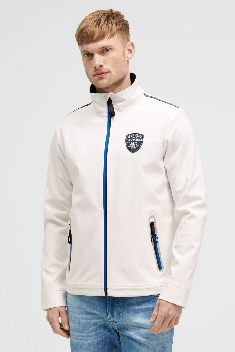 Softshelljacke mit Patch und Print ivory