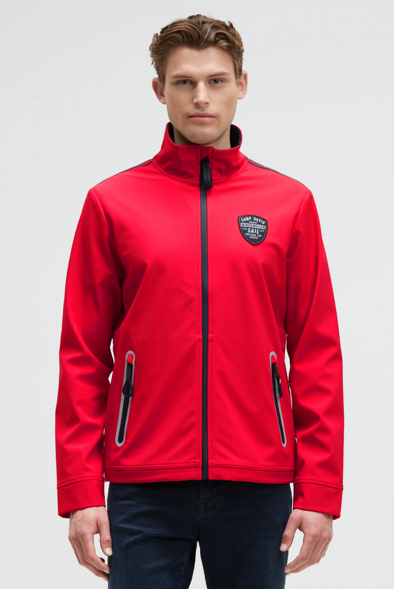 Softshelljacke mit Patch und Print summer red