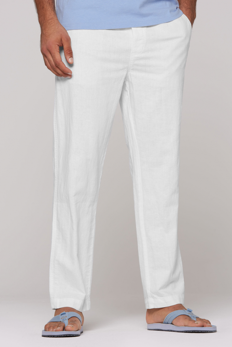Sommerhose aus Leinen-Mix mit Elastikbund opticwhite