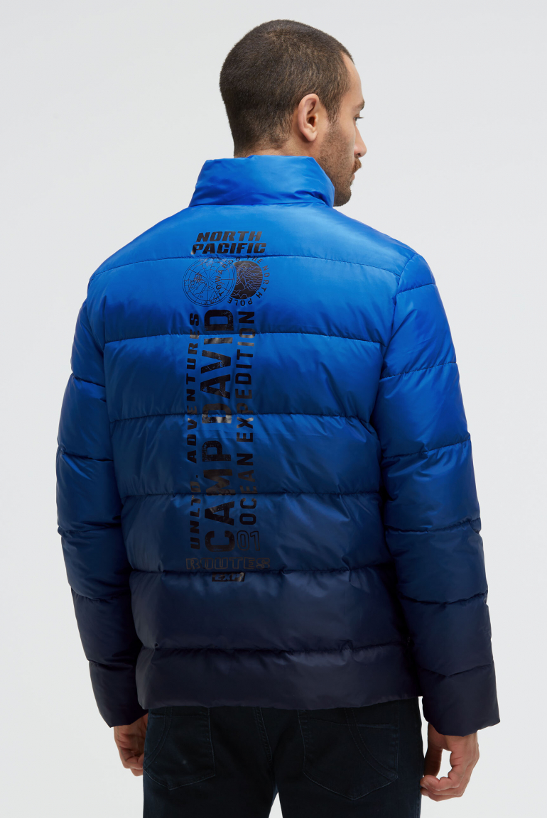 Steppjacke mit Dip-Dye-Effekt und Logo Prints flight blue