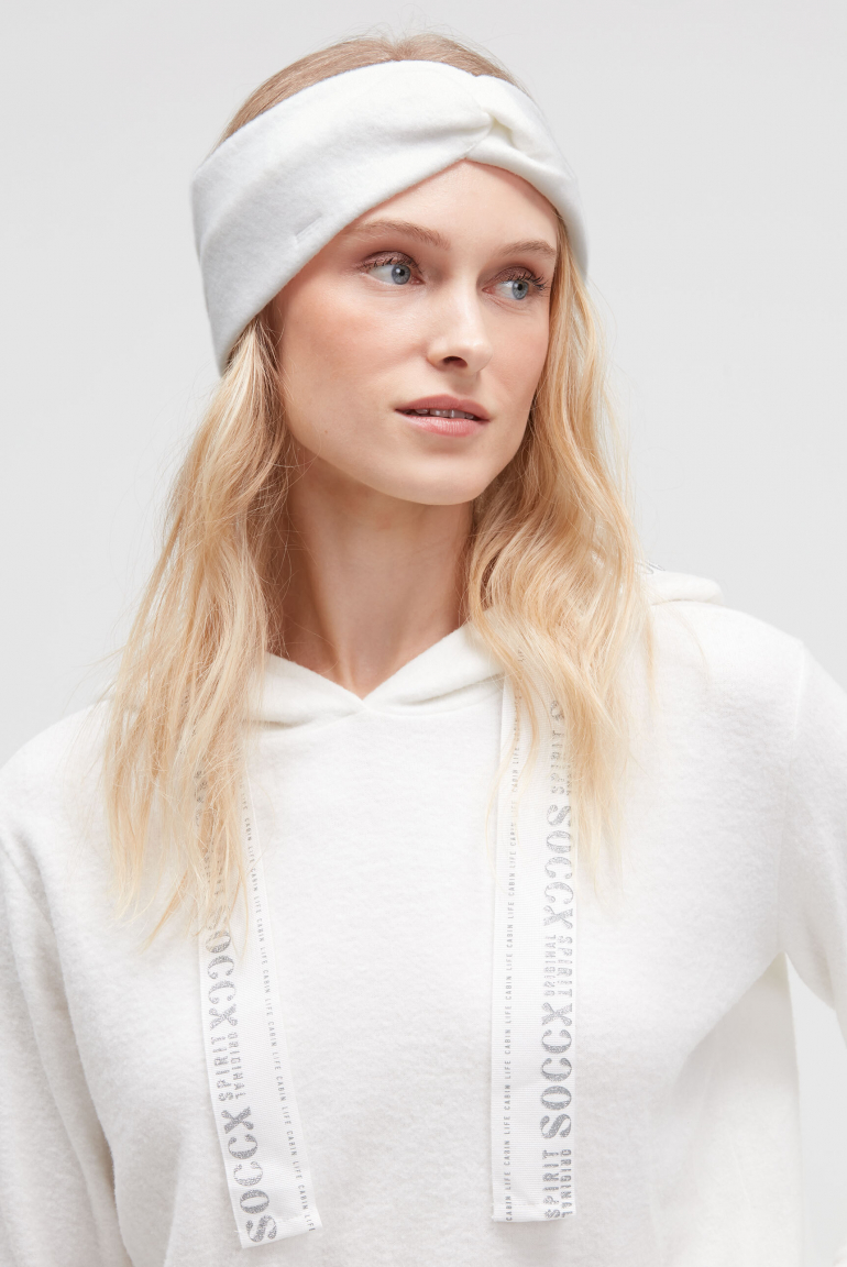 Stirnband aus Flauschstrick ivory