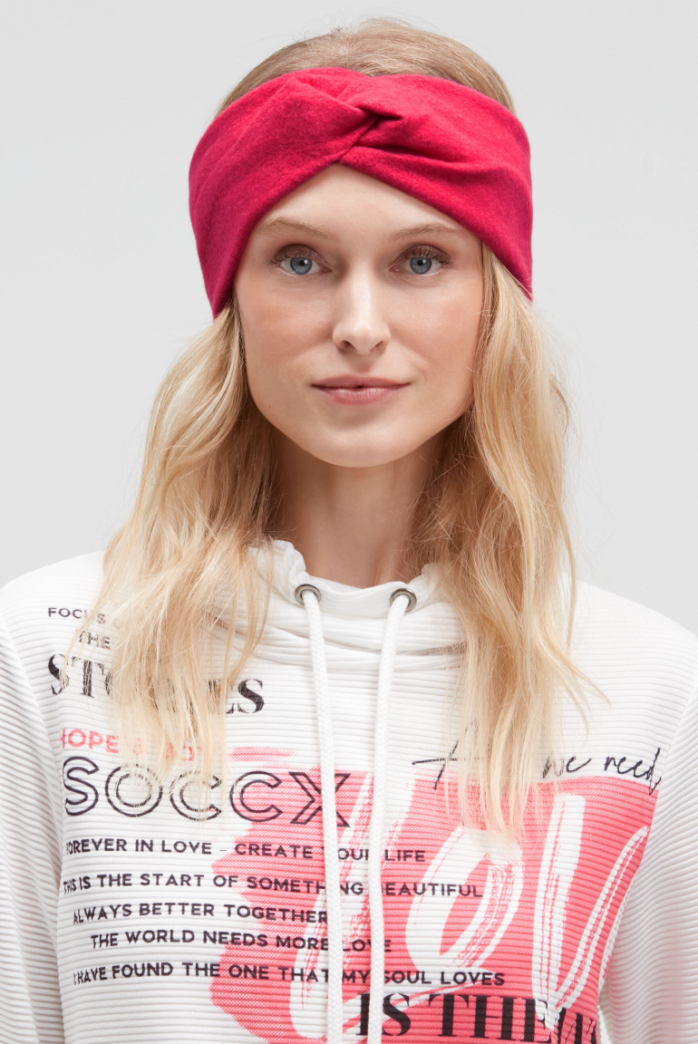 Stirnband aus Flauschstrick lovely red