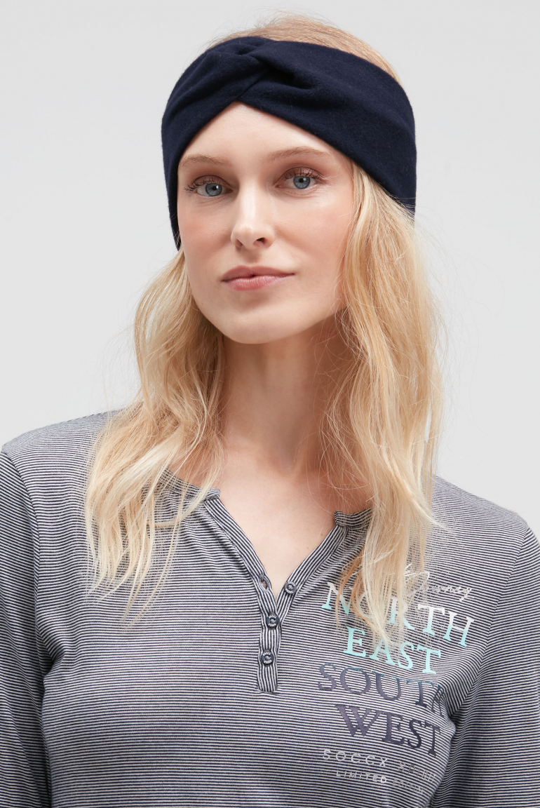 Stirnband aus Flauschstrick blue navy