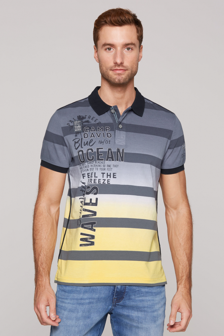 Streifen-Polo Dip Dye mit Logo Artworks surf grey