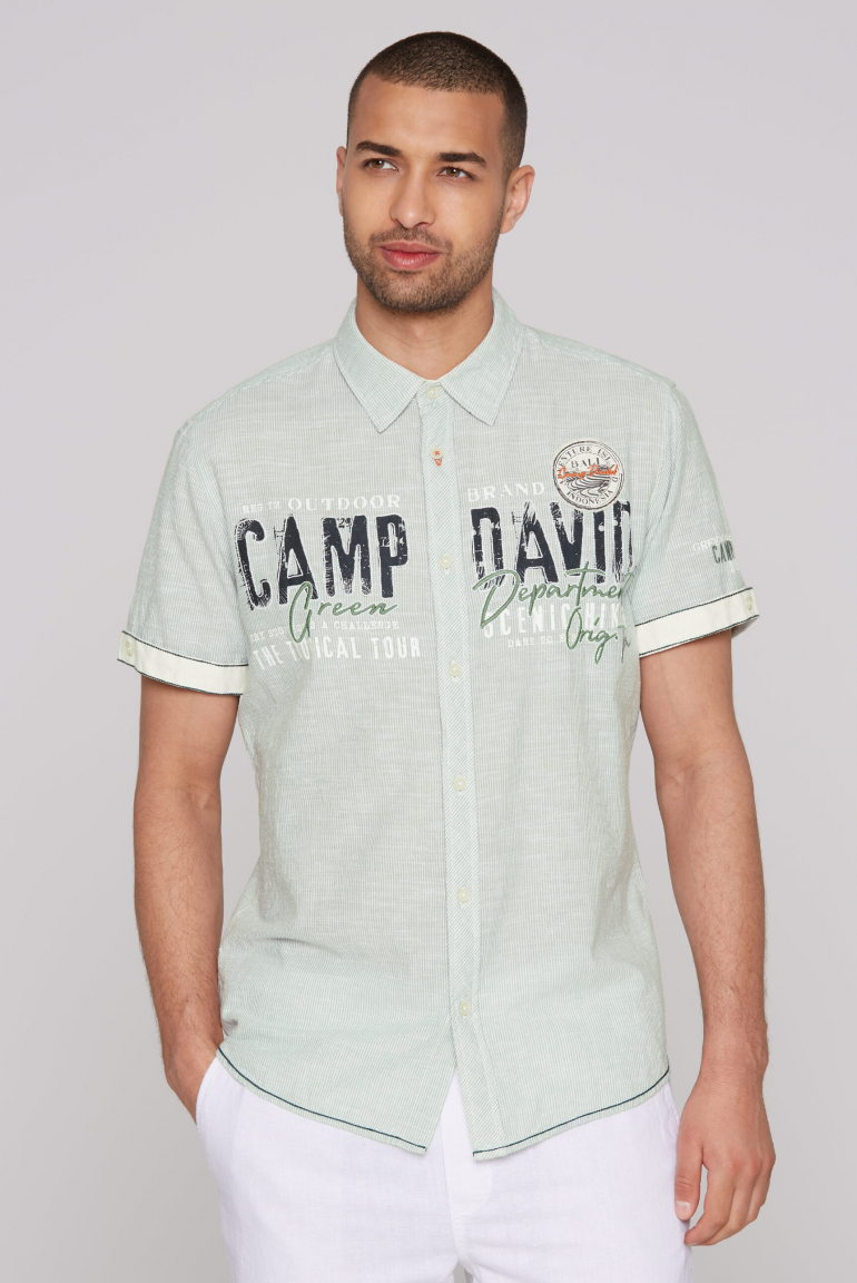 Streifenhemd mit Logo Artworks deep green