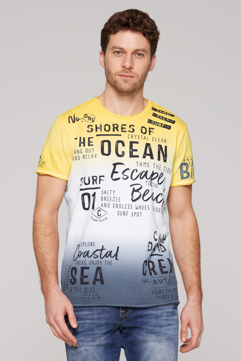 Streifenshirt Dip Dye im Used Look mit Label Prints sun