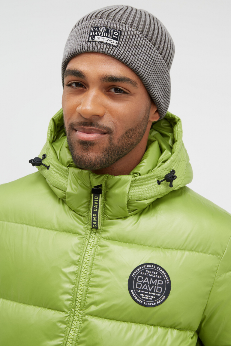 Strickmütze Stone Washed mit Label Patch dark stone