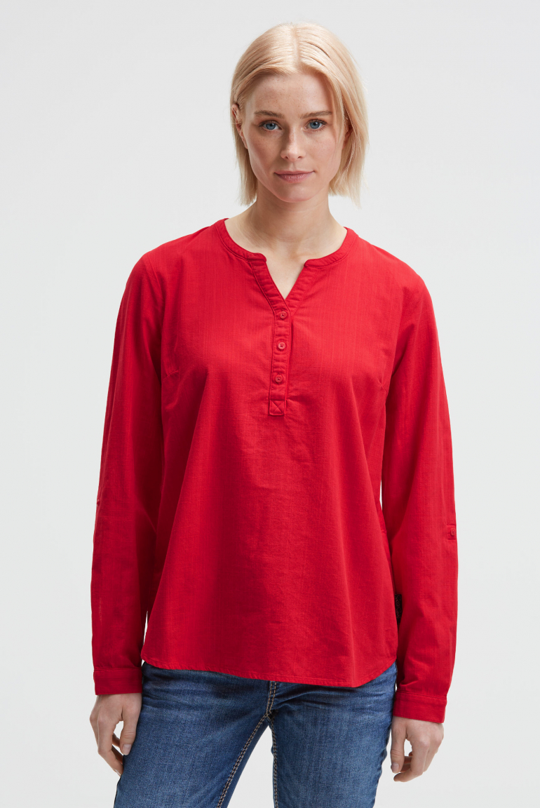 Strukturierte Langarmbluse mit kleinen Logo-Details red heaven