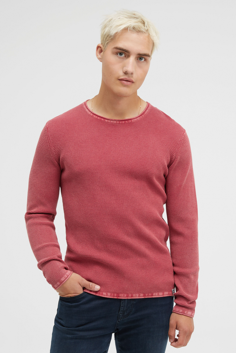 Strukturierter Pullover Stone Washed brick red