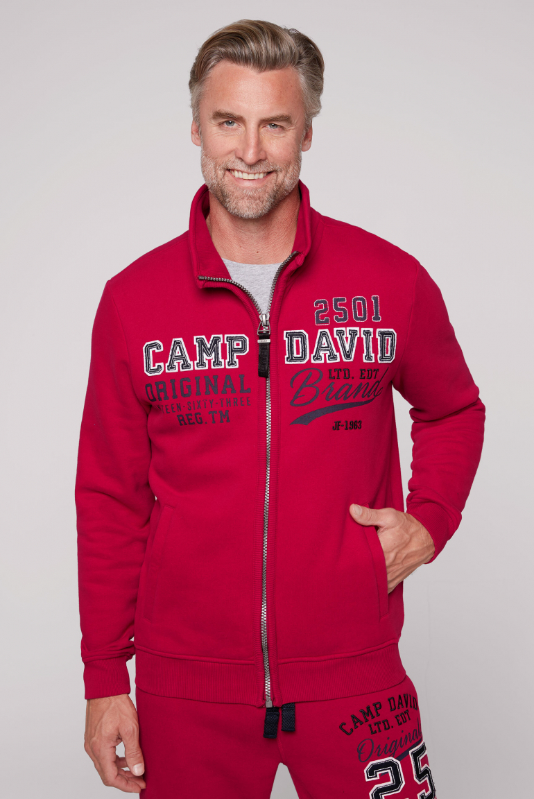 Sweatjacke mit Artwork im Retro-Style royal red