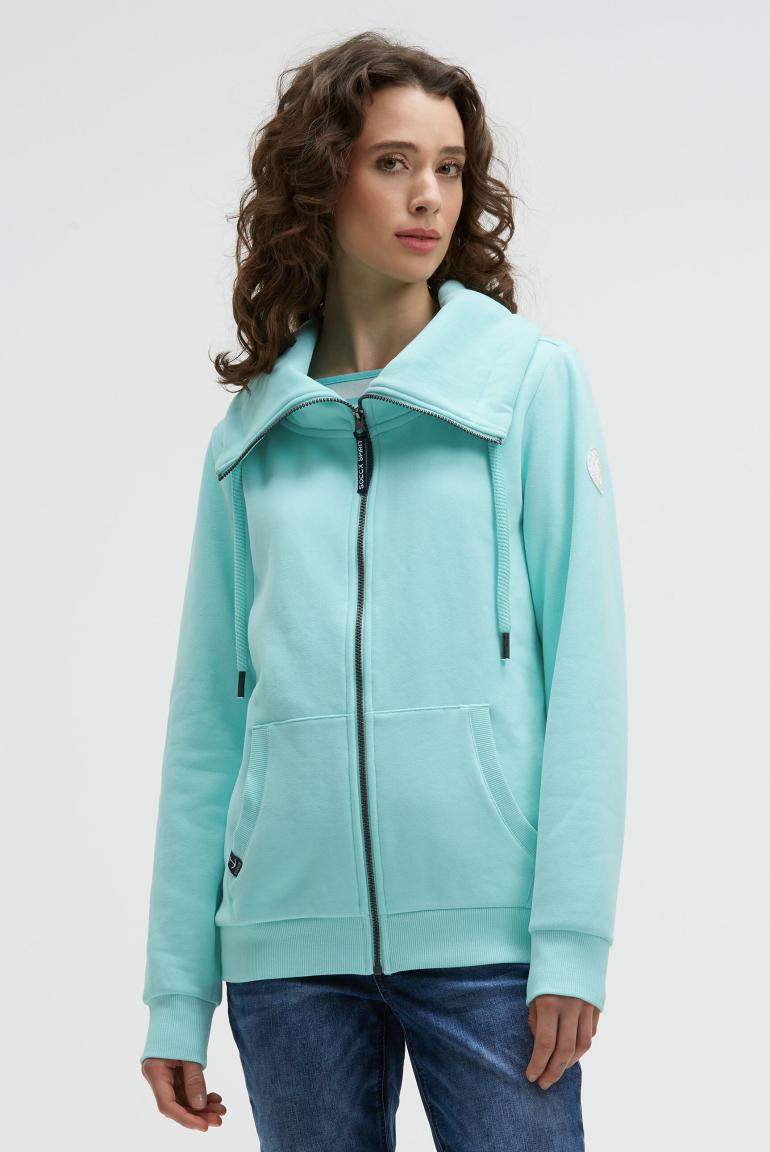 Sweatjacke mit hohem Kragen new aqua