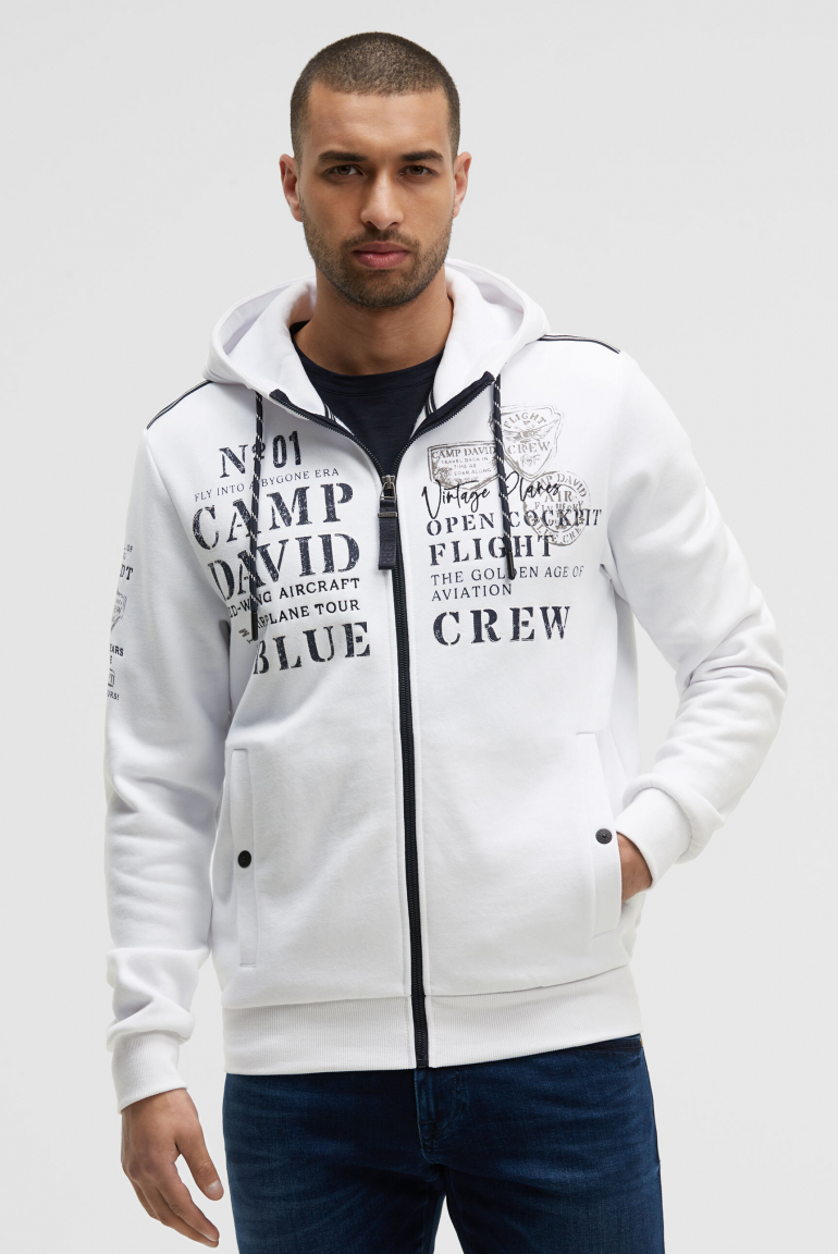 Sweatjacke mit Kapuze und Logo Artworks opticwhite