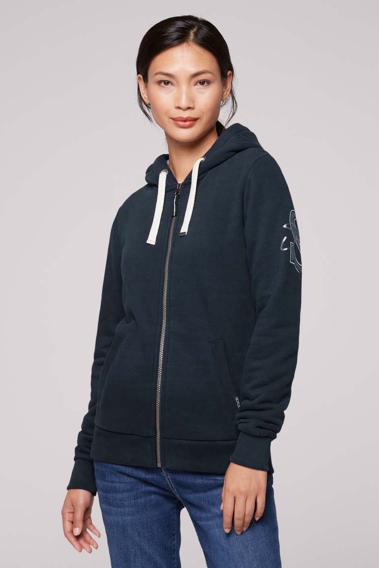 Sweatjacke mit Kapuze und Rücken-Print blue navy