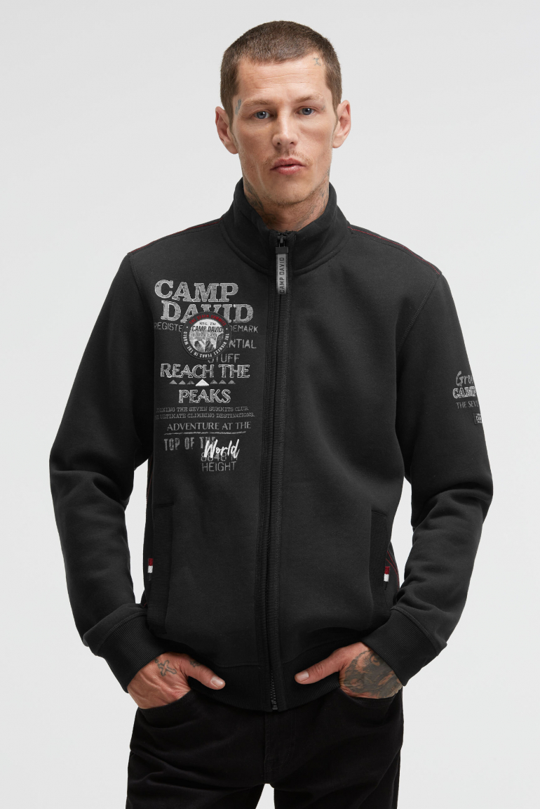 Sweatjacke mit Logo Prints, Stickereien und Patches black