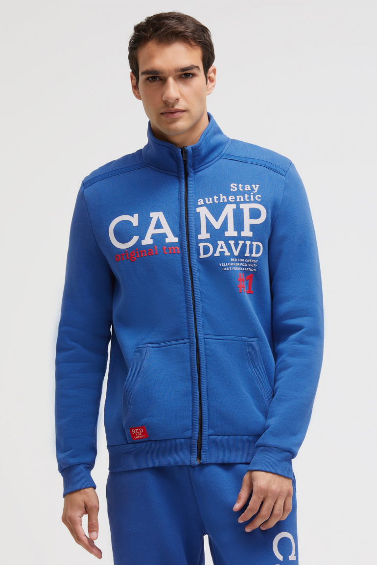Sweatjacke mit Logo Rubber Artwork true blue