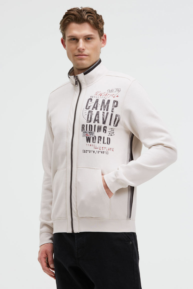 Sweatjacke mit Pikee-Tapes und Artwork ash