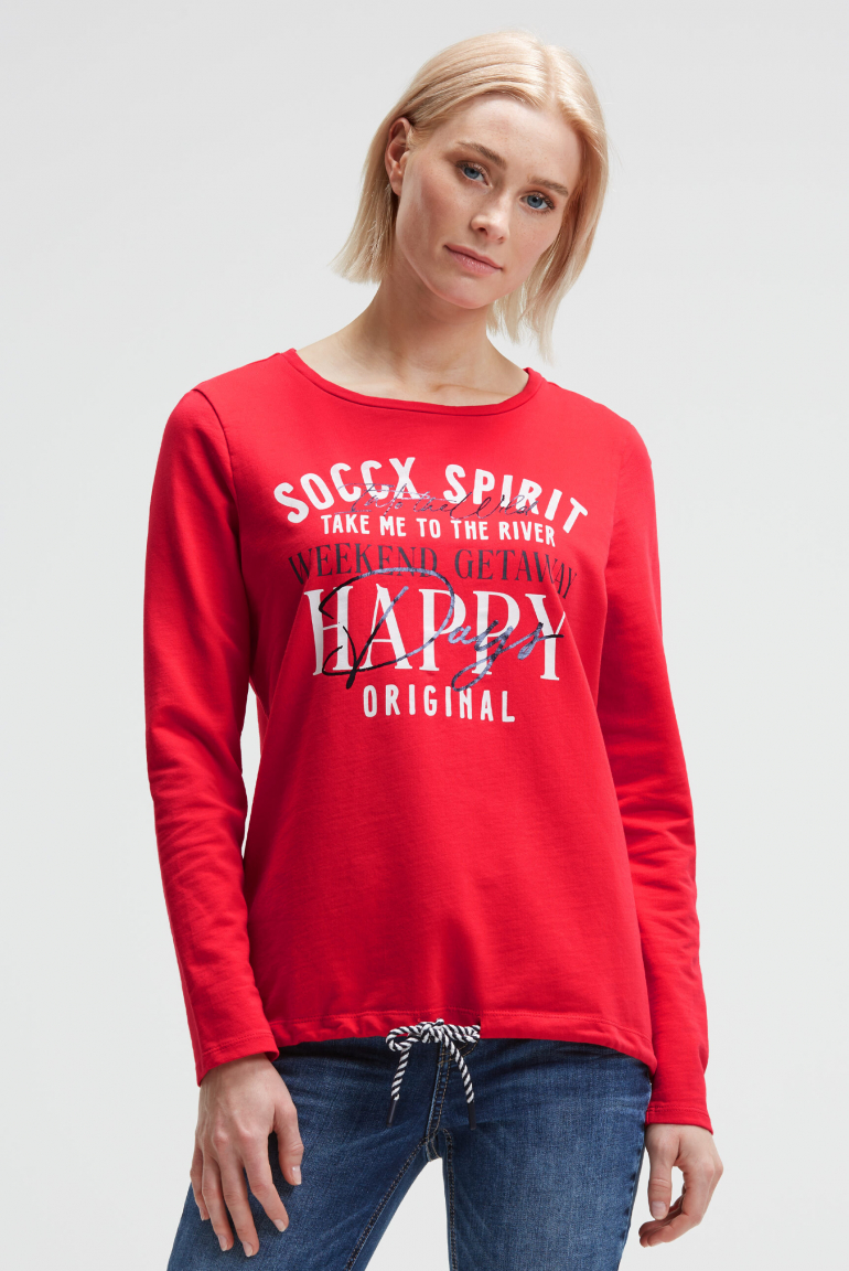 Sweatshirt mit Artwork und Kordelzug im Saum red heaven