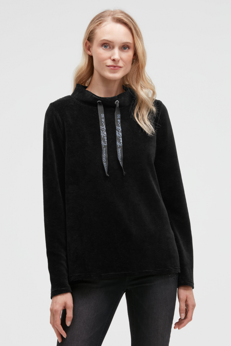 Sweatshirt mit gerippter Samt-Struktur black