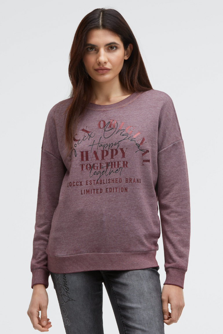 Sweatshirt mit Glitter Artwork night plum