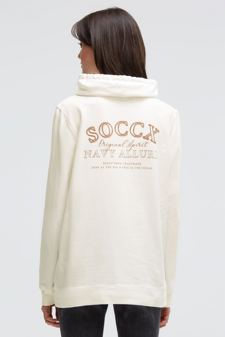 Sweatshirt mit hohem Kragen und Backprint ivory