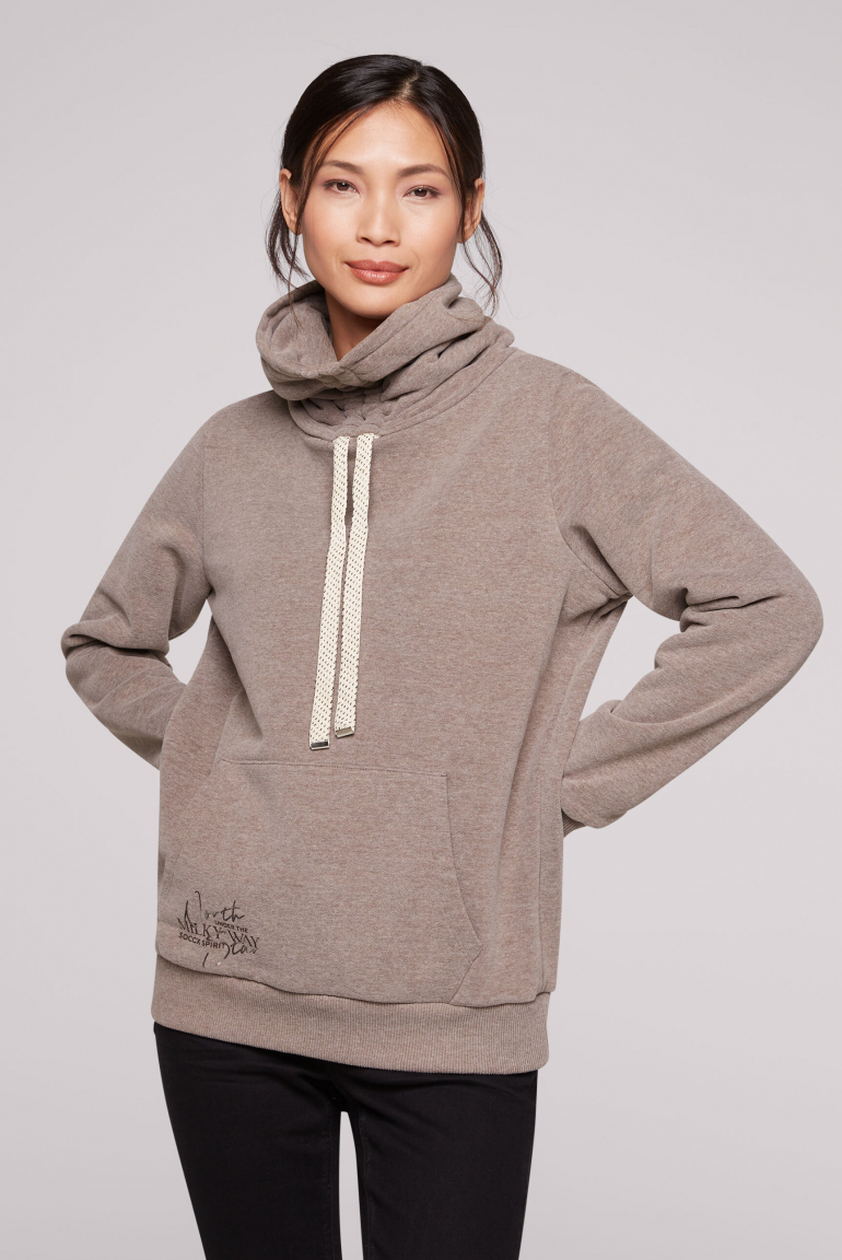 Sweatshirt mit hohem Kragen und Kontrastbändern dark mocha mel.