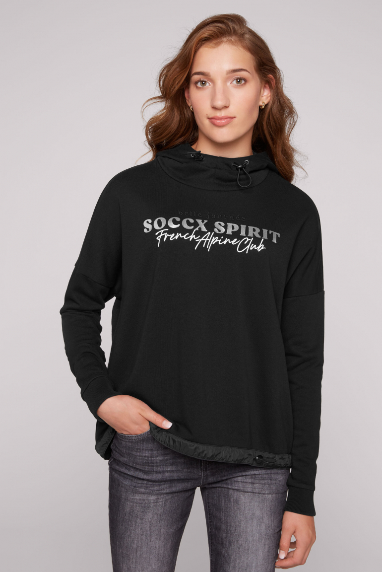 Sweatshirt mit Kapuze und Print Artwork black