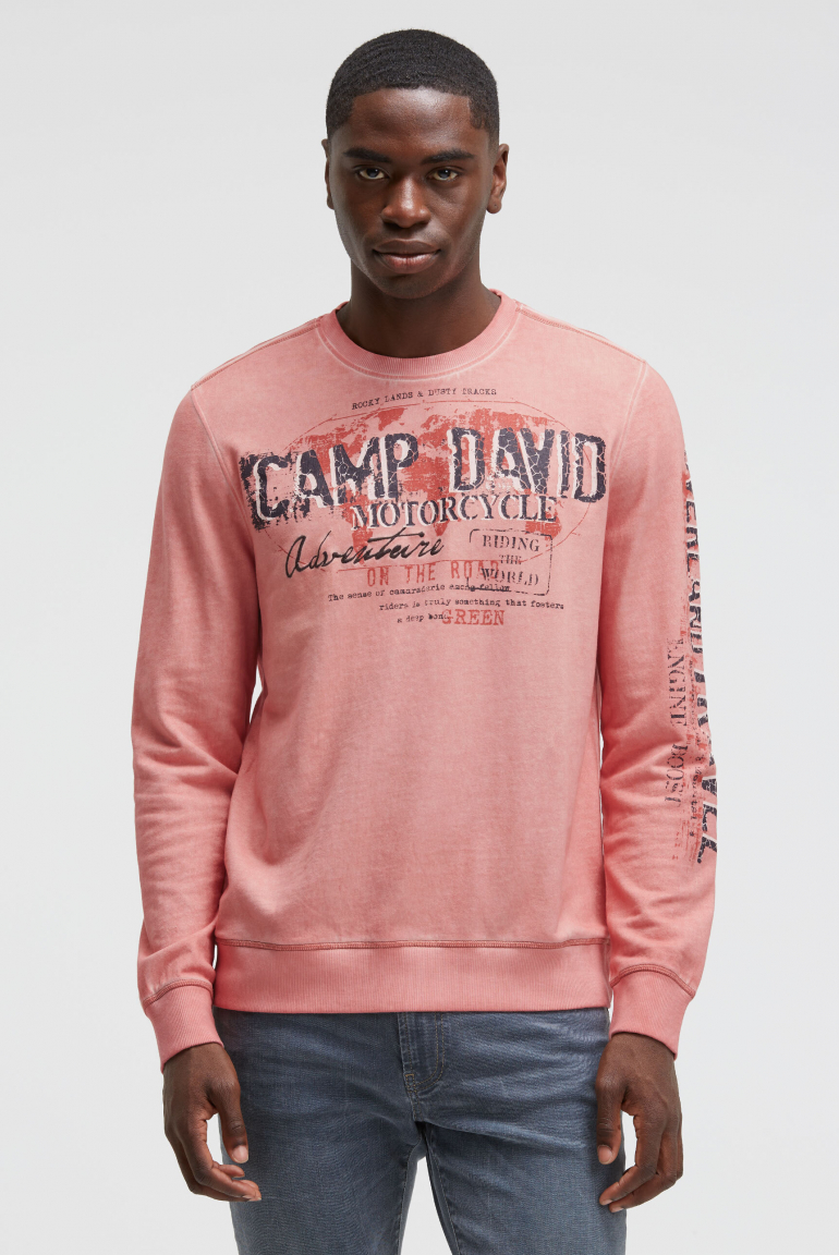 Sweatshirt Oil Dyed mit Crack Prints old peach