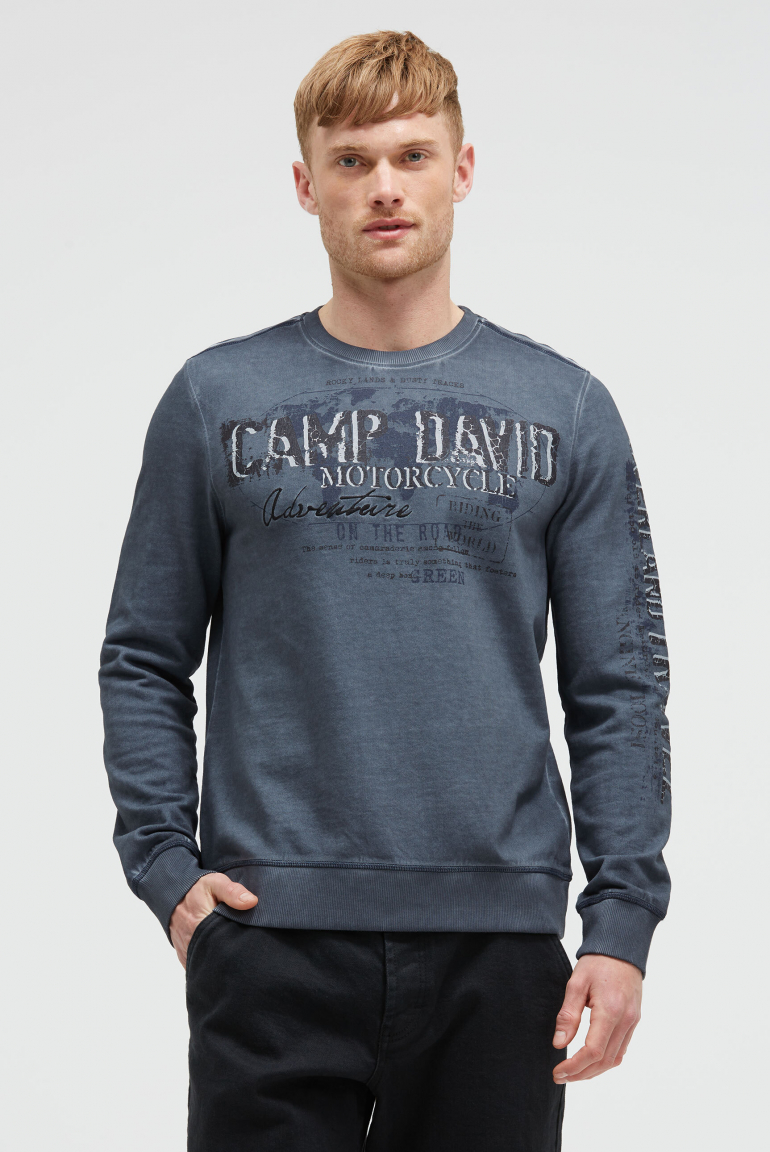 Sweatshirt Oil Dyed mit Crack Prints blue shades