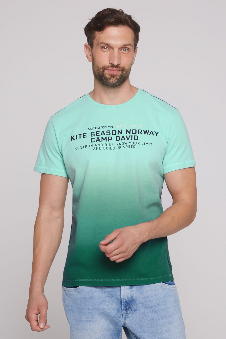 T-Shirt Dip Dye mit Rücken-Print new aqua