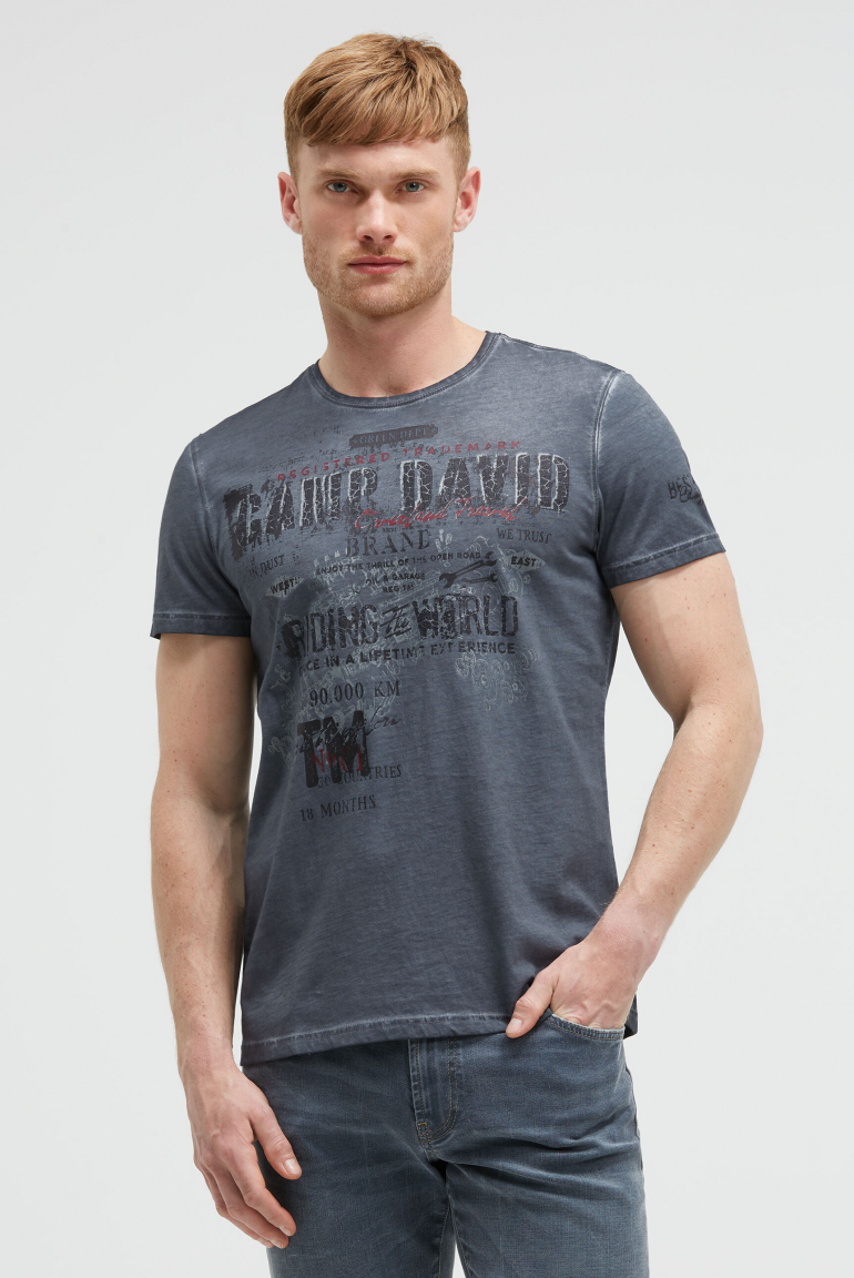 T-Shirt im Used Look mit Crack Prints blue shades