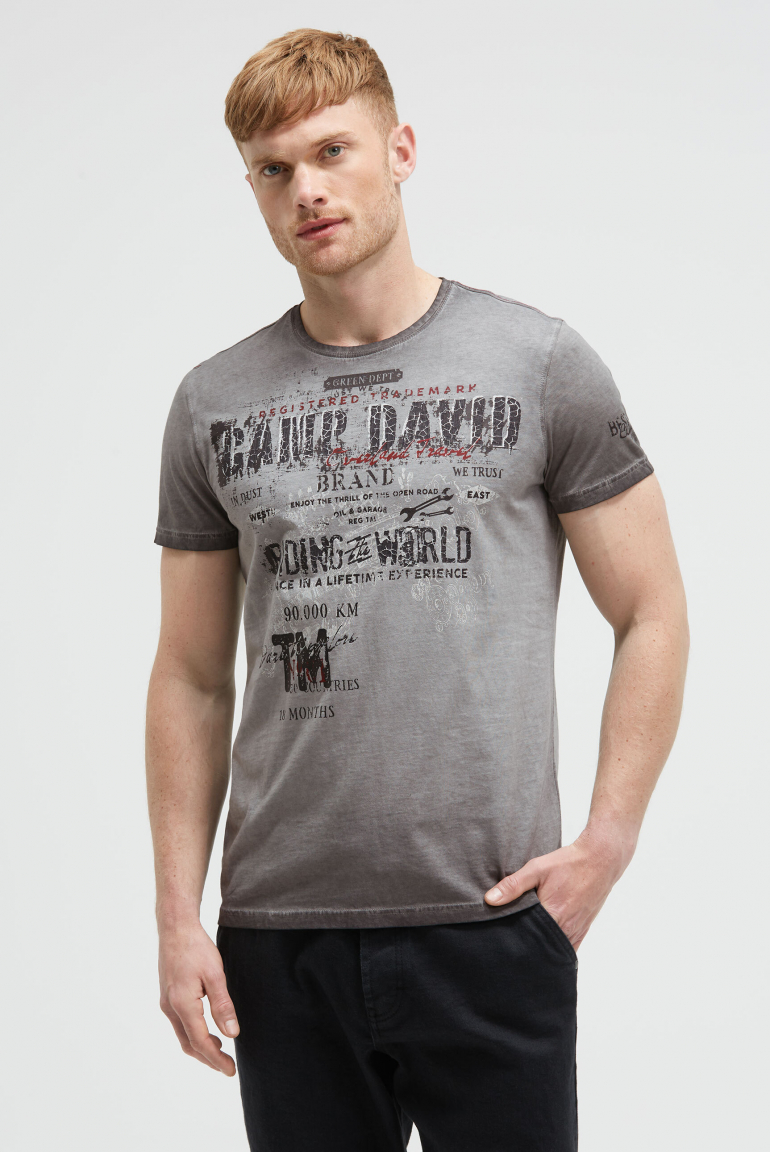 T-Shirt im Used Look mit Crack Prints black
