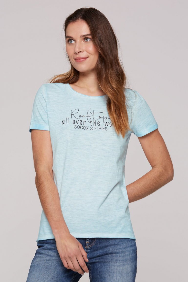 T-Shirt im Used Look mit Label Prints fresh breeze