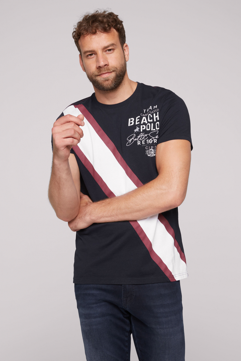 T-Shirt mit Color-Blocking und Artwork blue navy