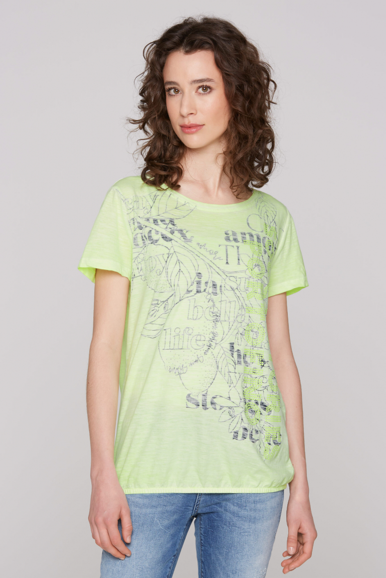 T-Shirt mit Elastiksaum und Artwork summer lime