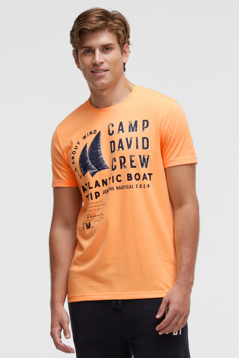 T-Shirt mit Label Print sunrise neon