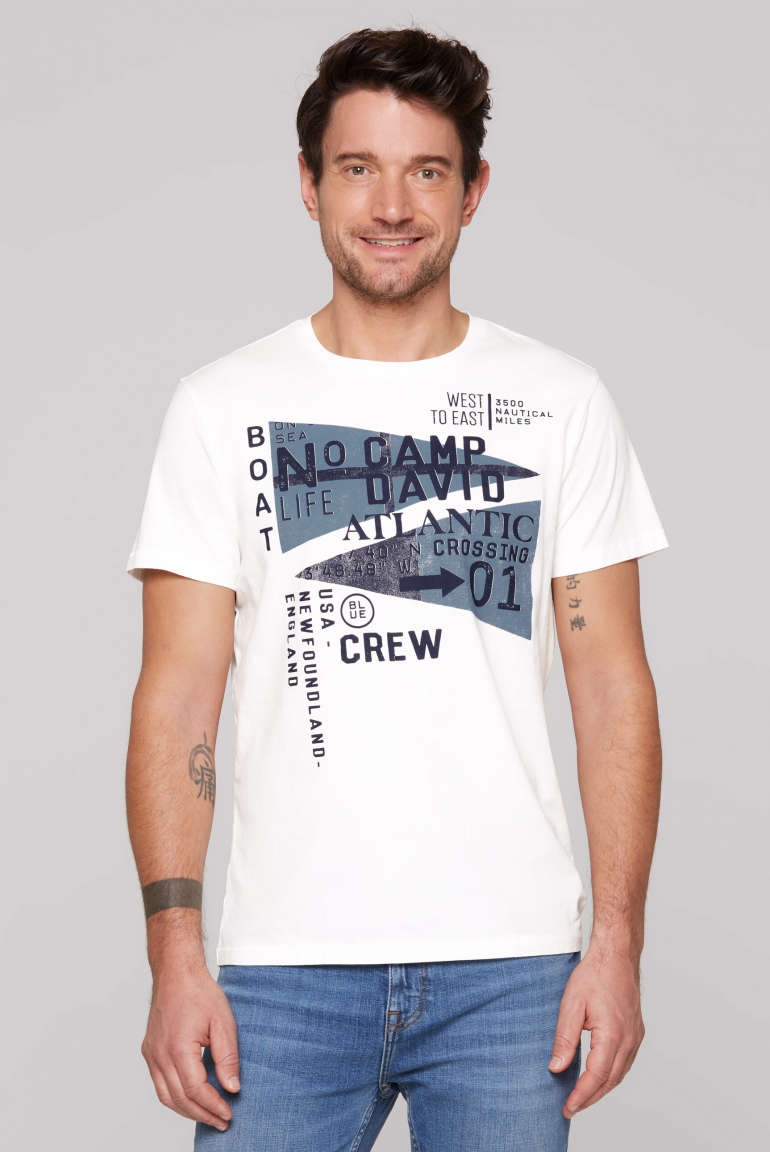 T-Shirt mit Label Prints ivory