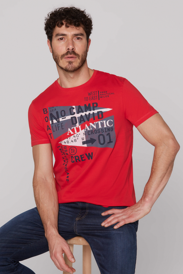 T-Shirt mit Label Prints flag red