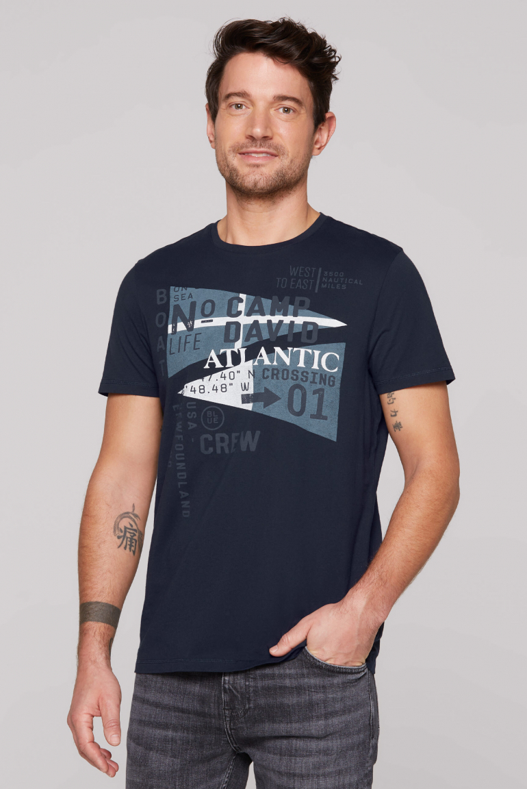 T-Shirt mit Label Prints blue navy