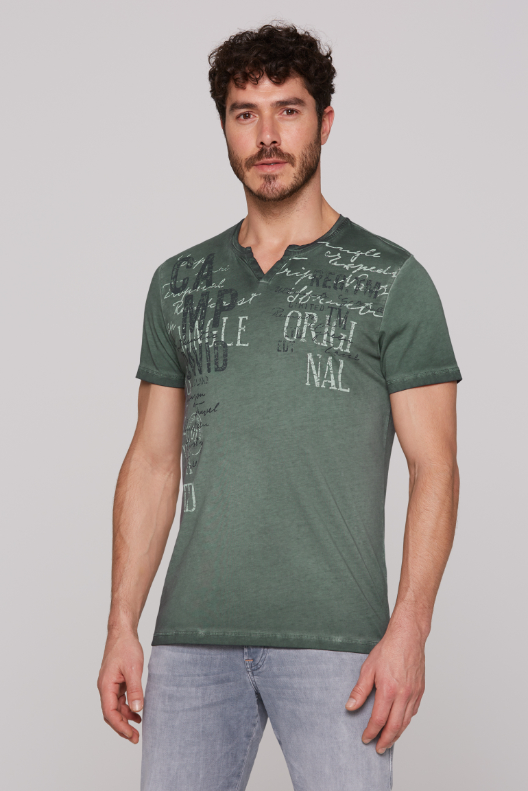 T-Shirt mit Label Prints im Used Look green shadow