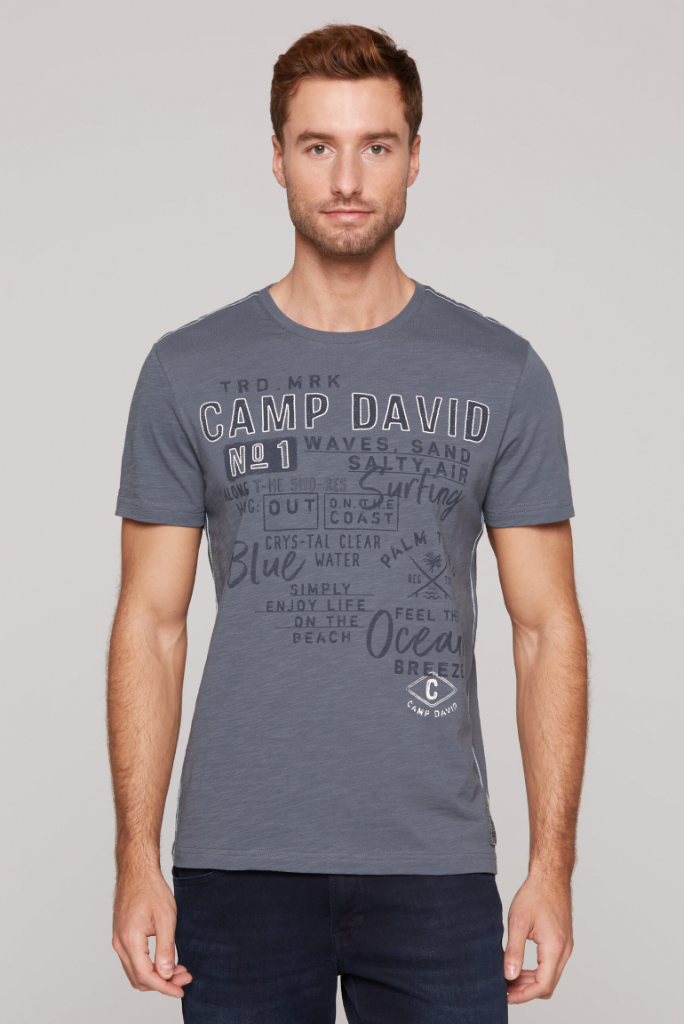 T-Shirt mit Prints im Used Look surf grey