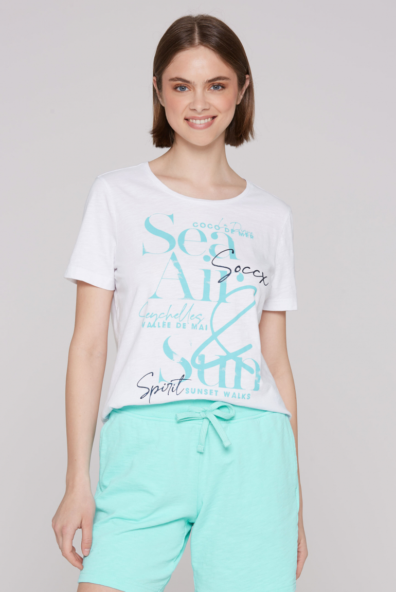 T-Shirt mit Rundhalsausschnitt und Artwork opticwhite