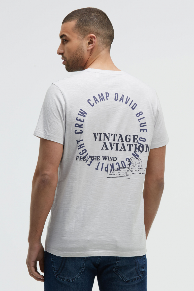 T-Shirt mit Streifen-Design und Rücken-Print opticwhite