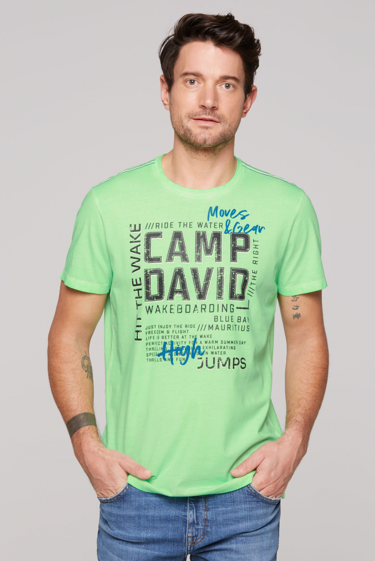 T-Shirt Oil Dyed mit Logo Artworks neon green