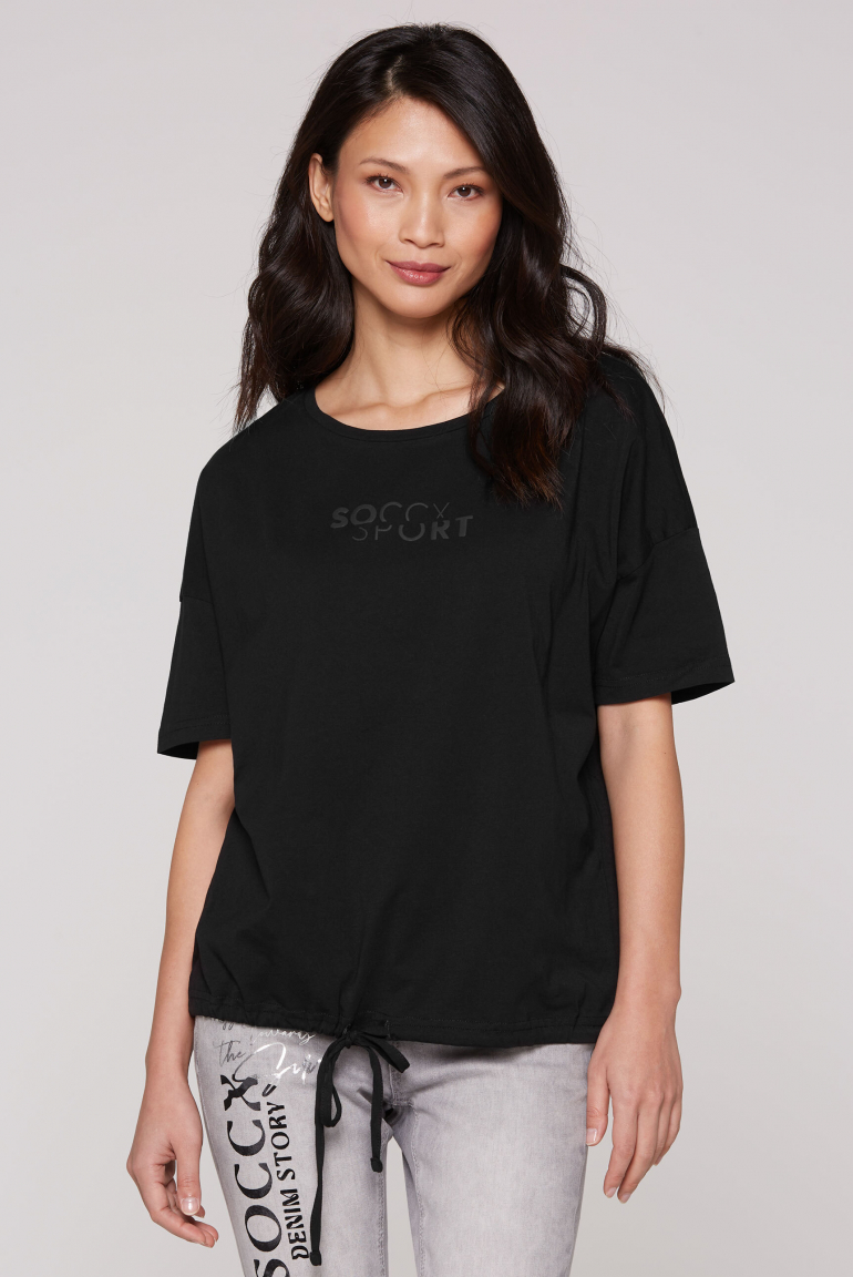 T-Shirt Oversized mit Bindebandsaum black